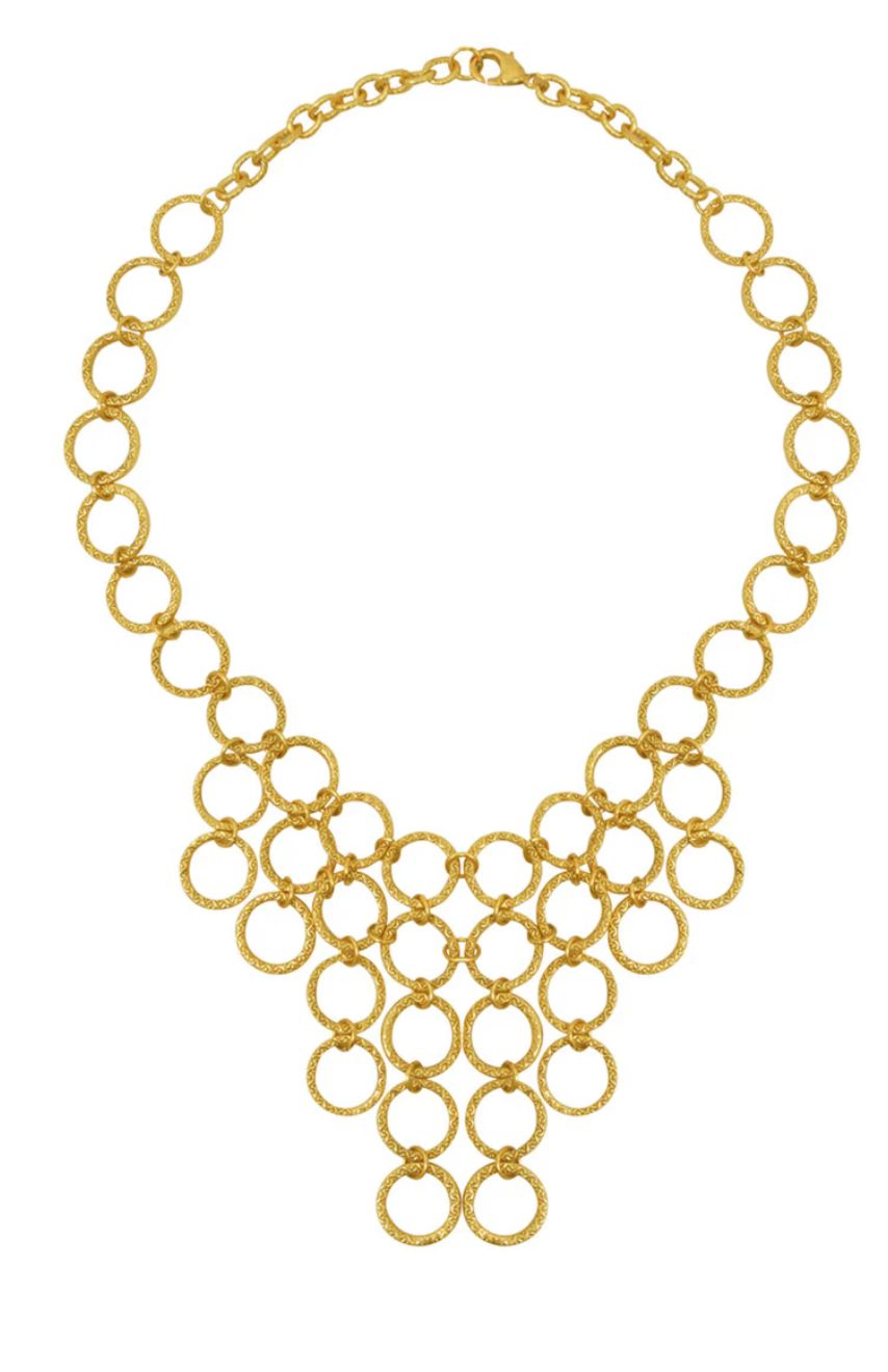 Multiple ornamented rings necklace