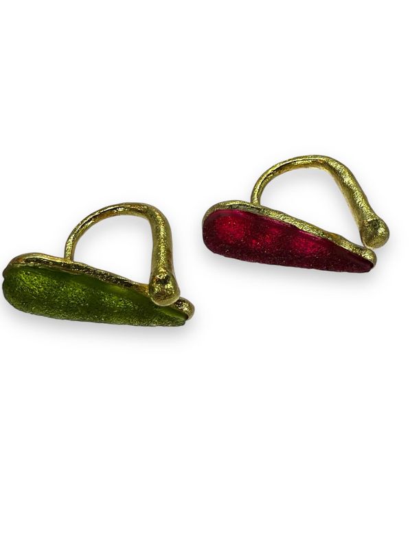 Red and Green Glass Statement Rings
