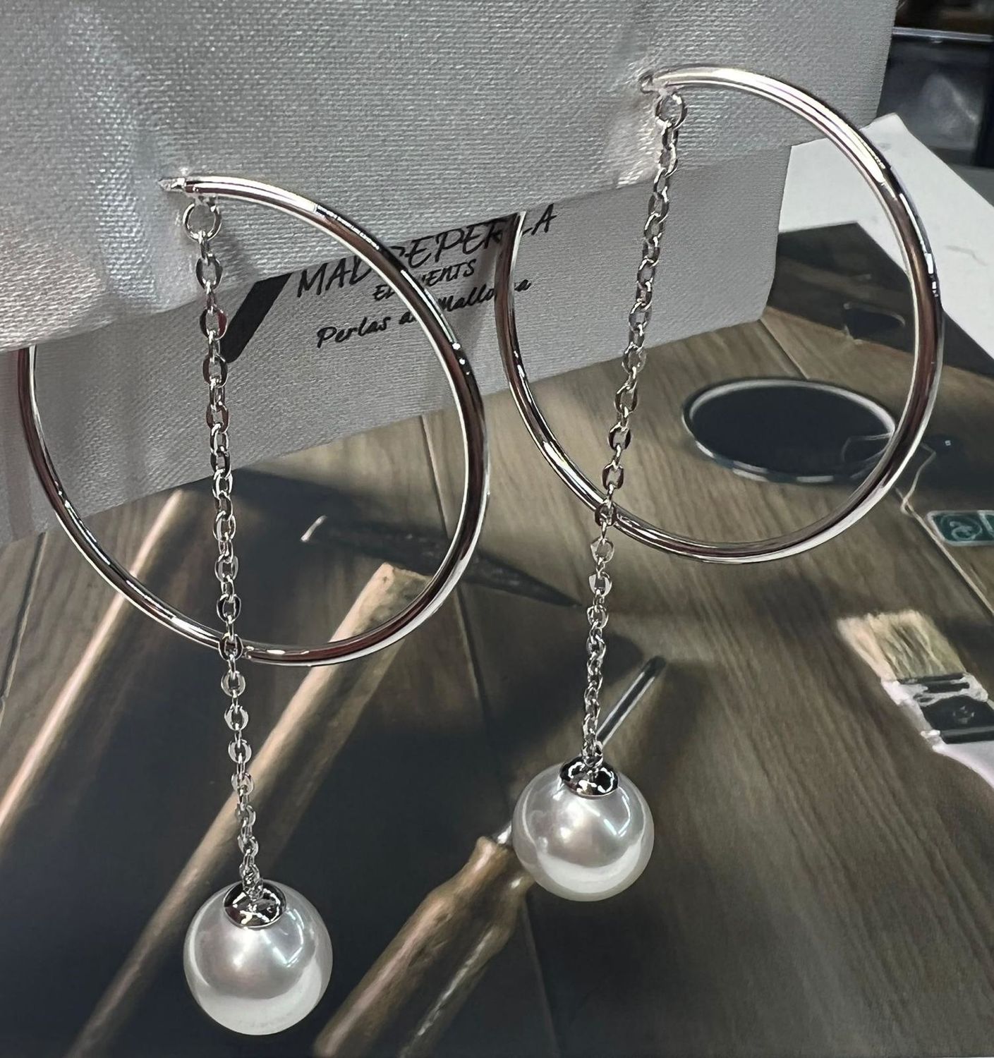 Circle pearl earrings s