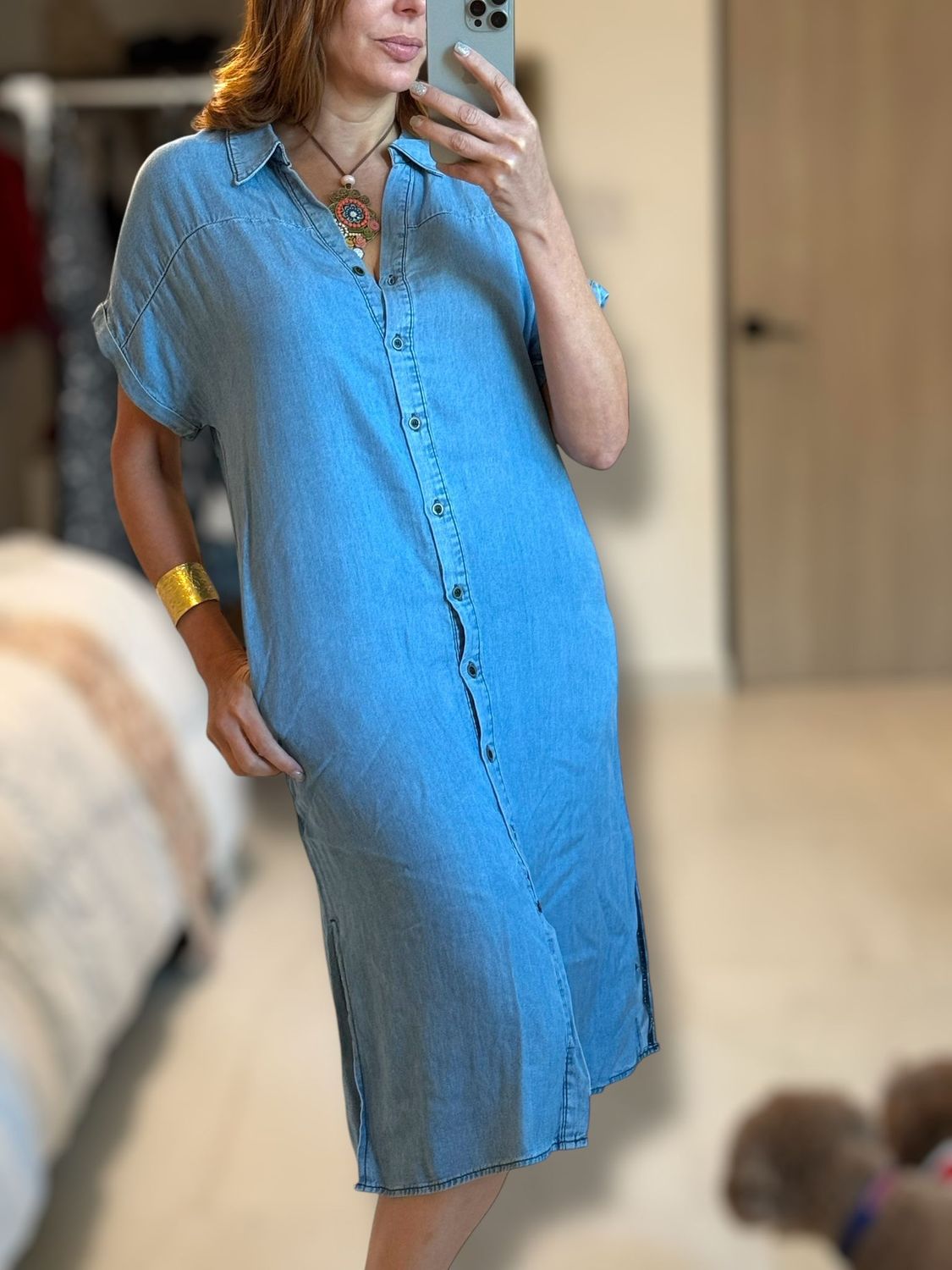 Denim short sleeve dress 