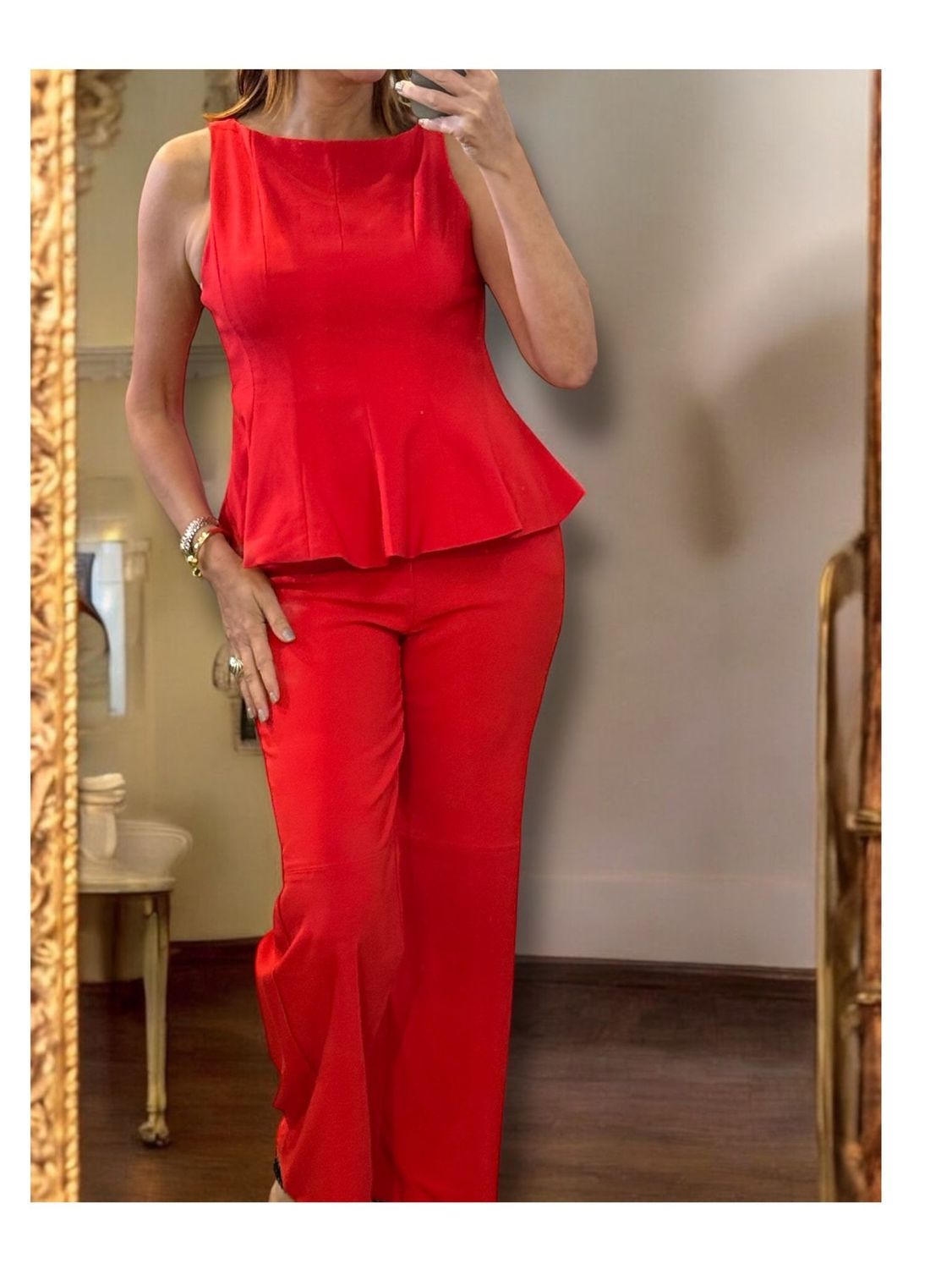 Sleeveless Fitted Top &amp; Pant Red