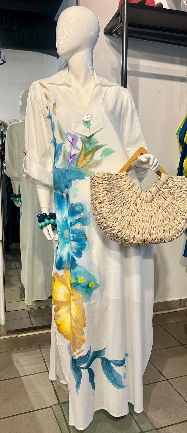 Hand painted linen dress 