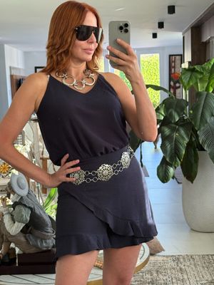 Mini Woven Asymmetrical Ruffle Skort