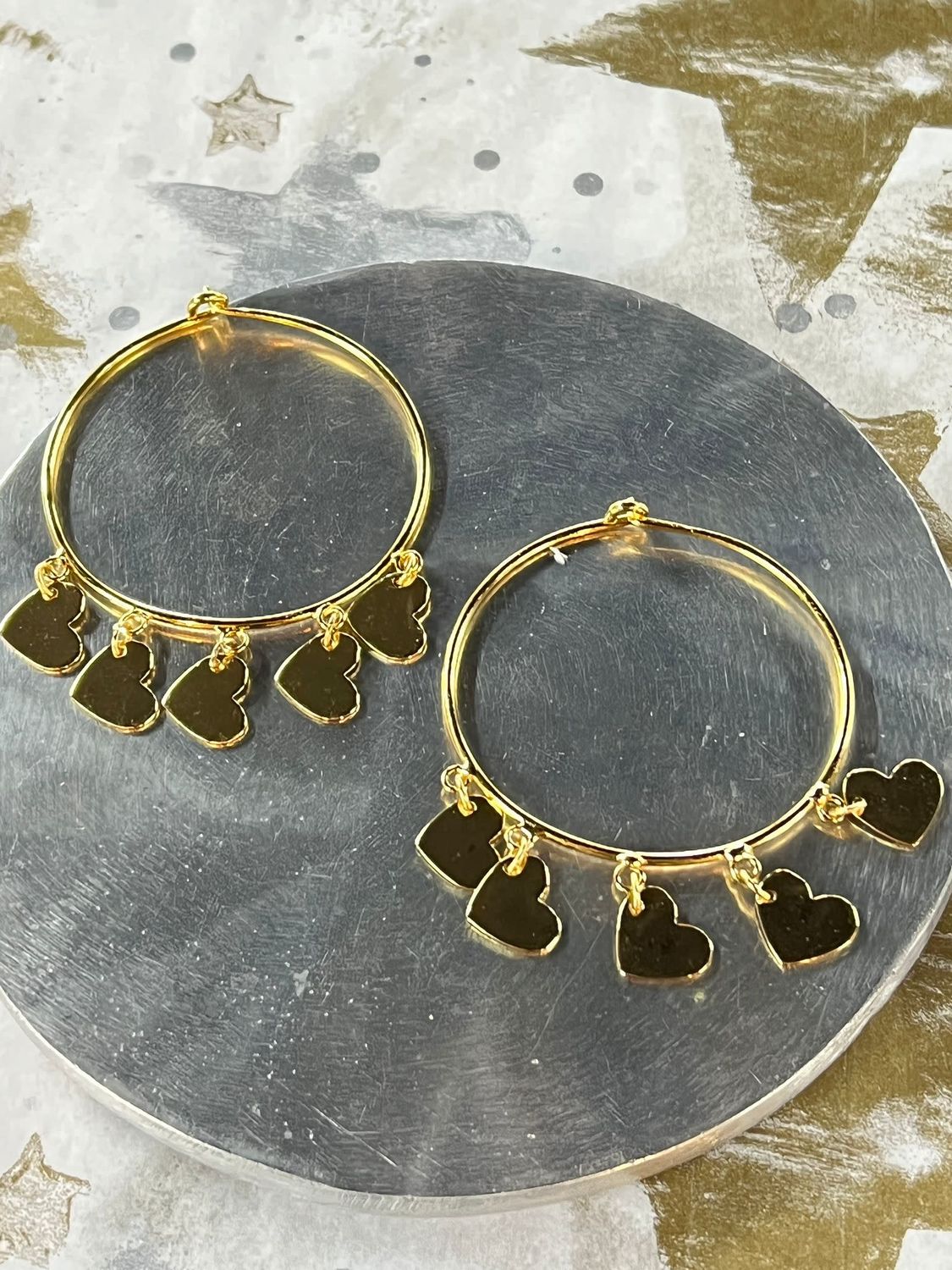 Multi Hearts Earrings 2&quot;