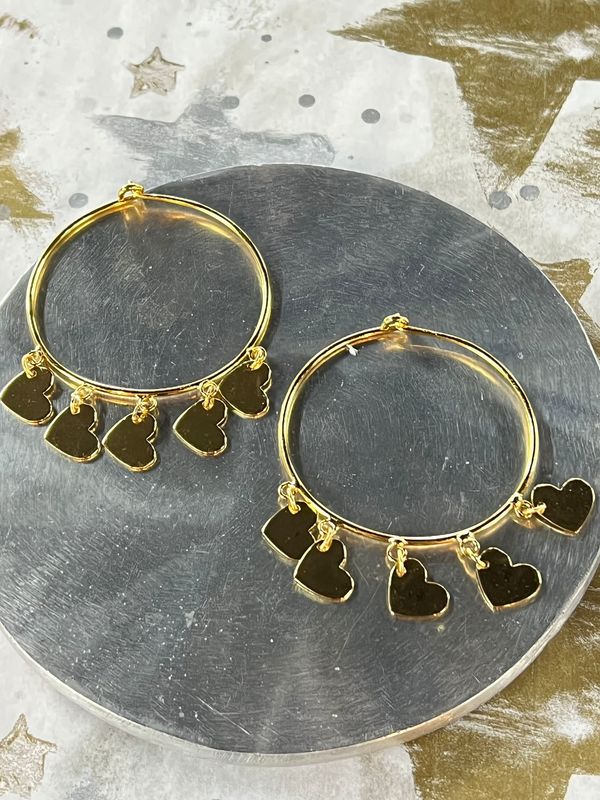 Multi Hearts Earrings 2&quot;