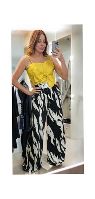 High Waisted Maxi Pants with Zebra Print