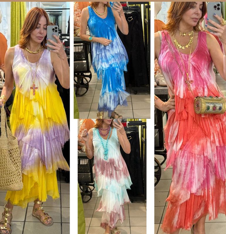 Tie dye silk Dress one size 