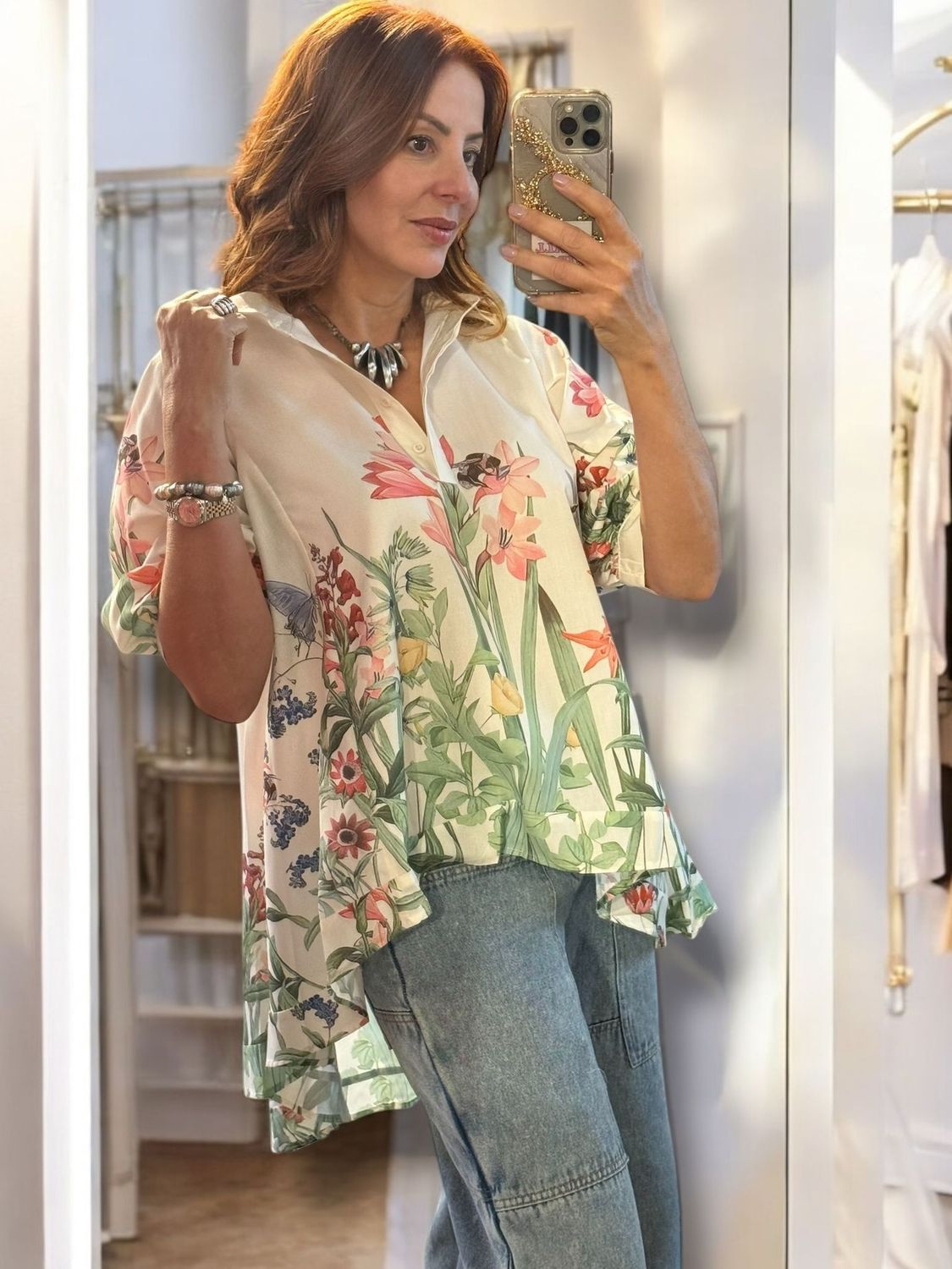 gathered sleeve hi low top