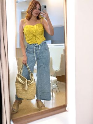 Front Bow-Tie Smoked Back Bustier Top by Gracia