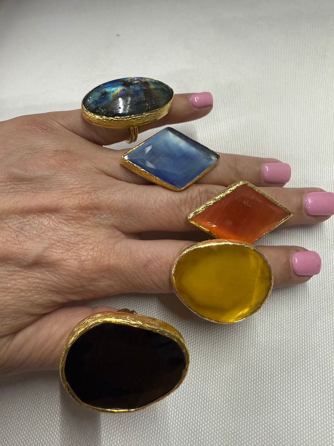 Natural stones adjustable rings 