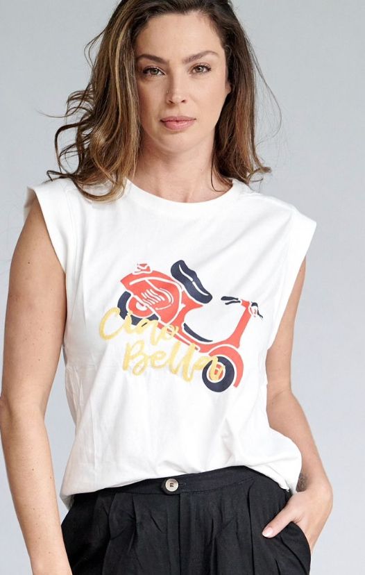 Ciao Bella enbroidery  T shirt