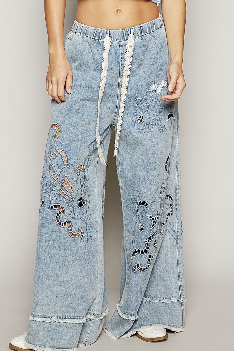 Boho Cut-Out Palazzo denim