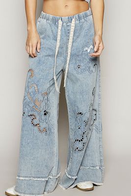 Boho Cut-Out Palazzo denim
