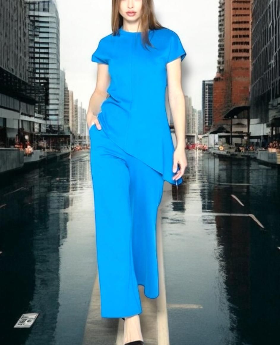 Asymmetric Cut Ruched-Side Top by Gracia