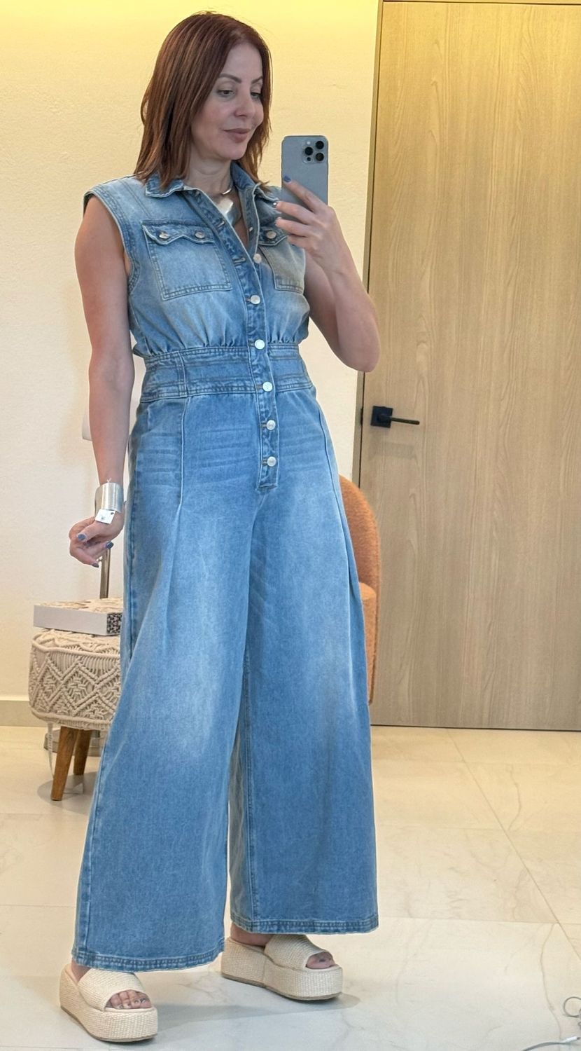 washed bottom Down Jumpsuit