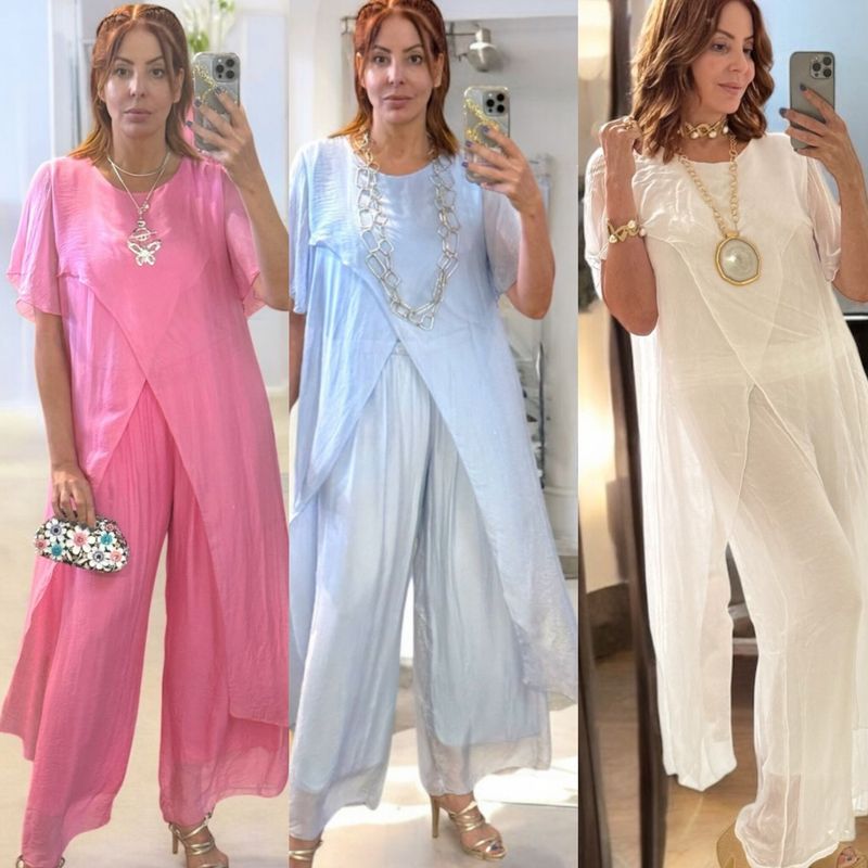 Silk Mix Short Sleeve Cross Over Longline  (6 Colors)