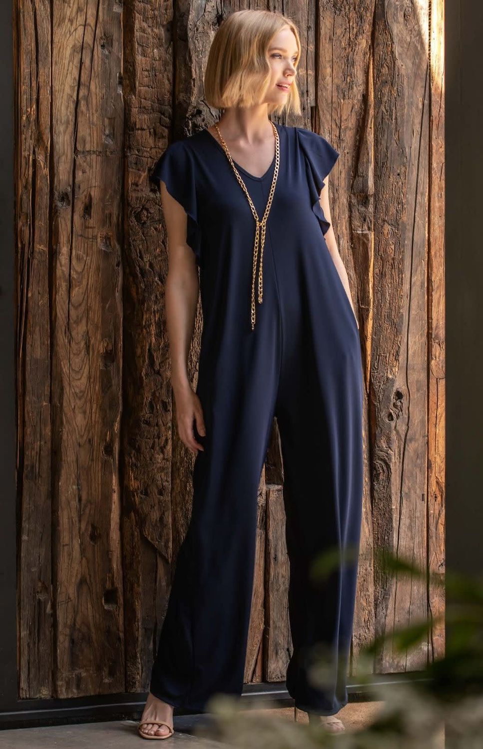 Navy  Flow Jumpsuit Chain Included