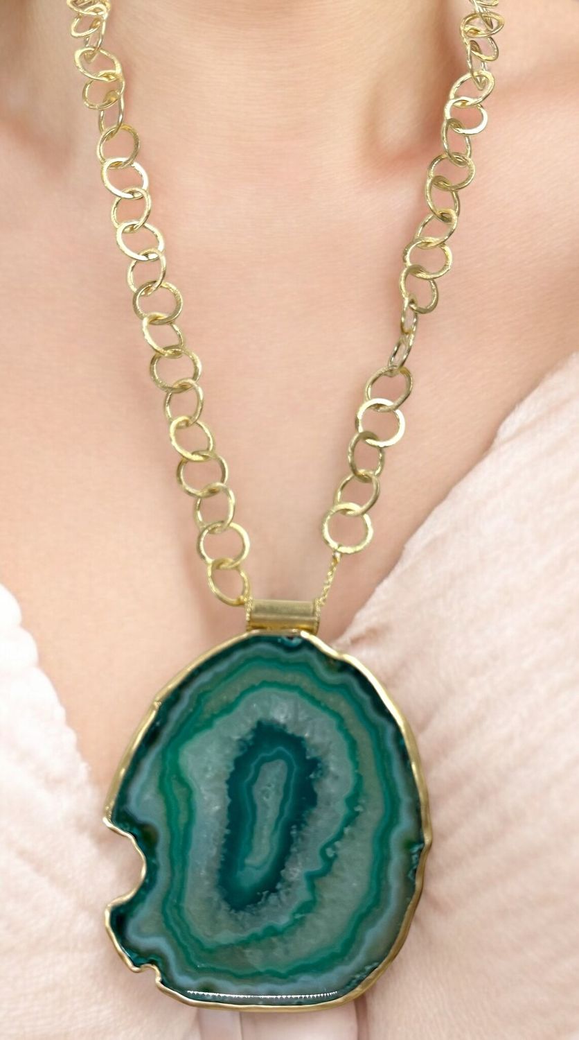 Green  Agate Statement Necklaces