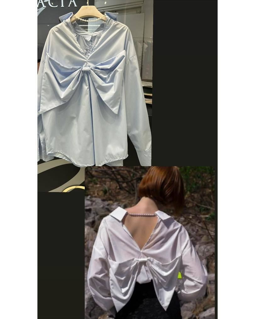 Back Big Bow Shirt Light Blue