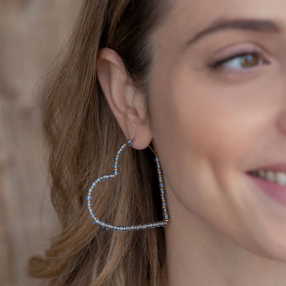 ORECCHINI CUORI GRANDI SFERE AZZURRE TUL4004