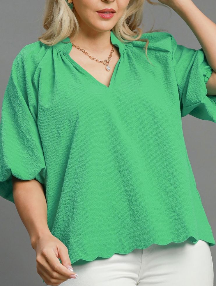 Bubble Sleeve Top green