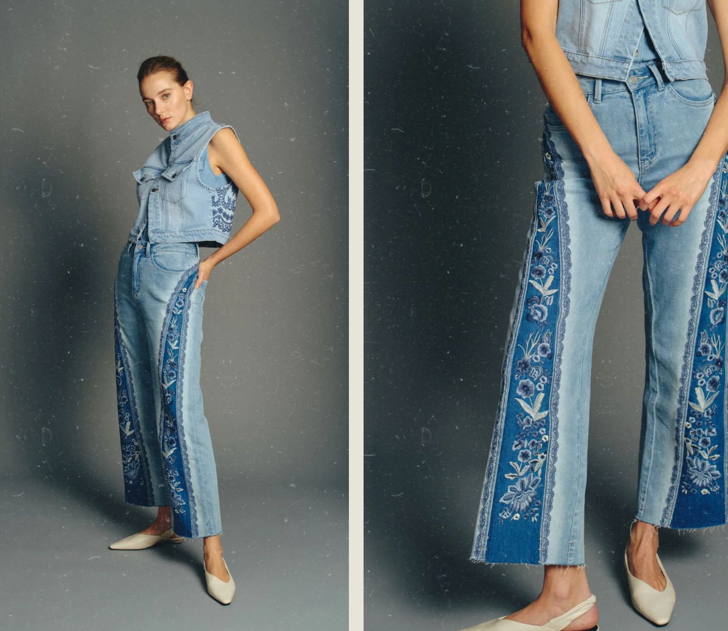 ULTRA HIGH RISE PATCHWORK EMBROIDERED 