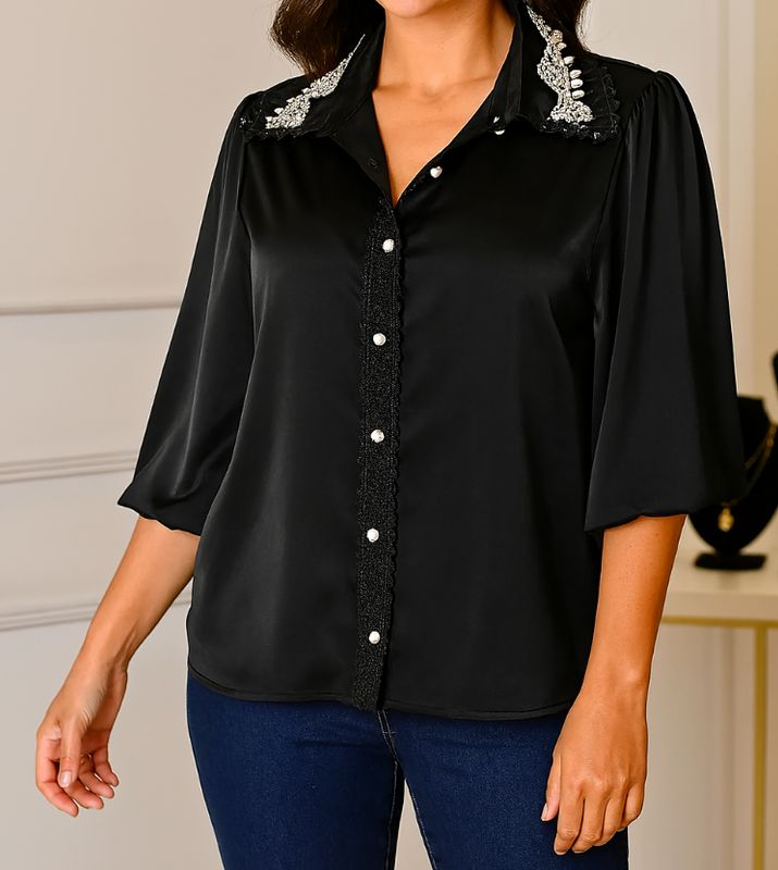 Satin lace, pearls & crystals one size top Satin lace, pearls & crystals one size top