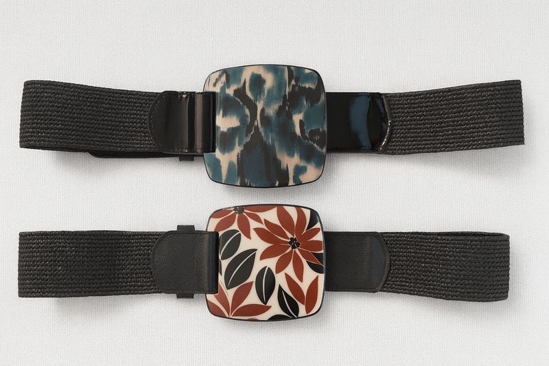 Elastic Leather Acrylic Buckle black  Belt