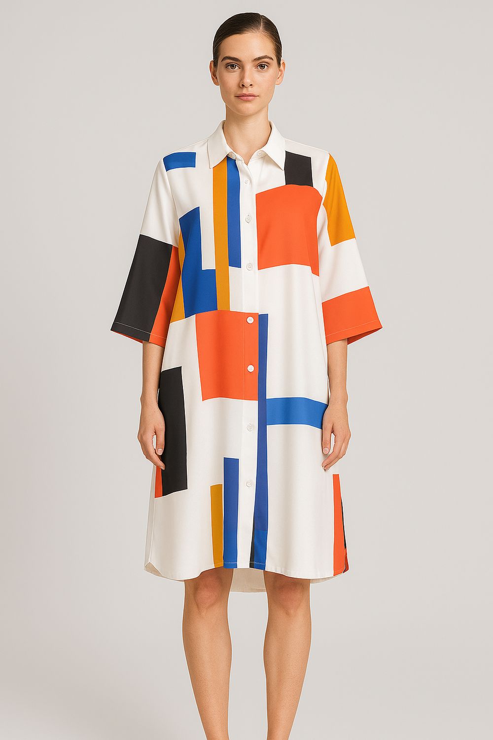 Colorblock Shirt Dress