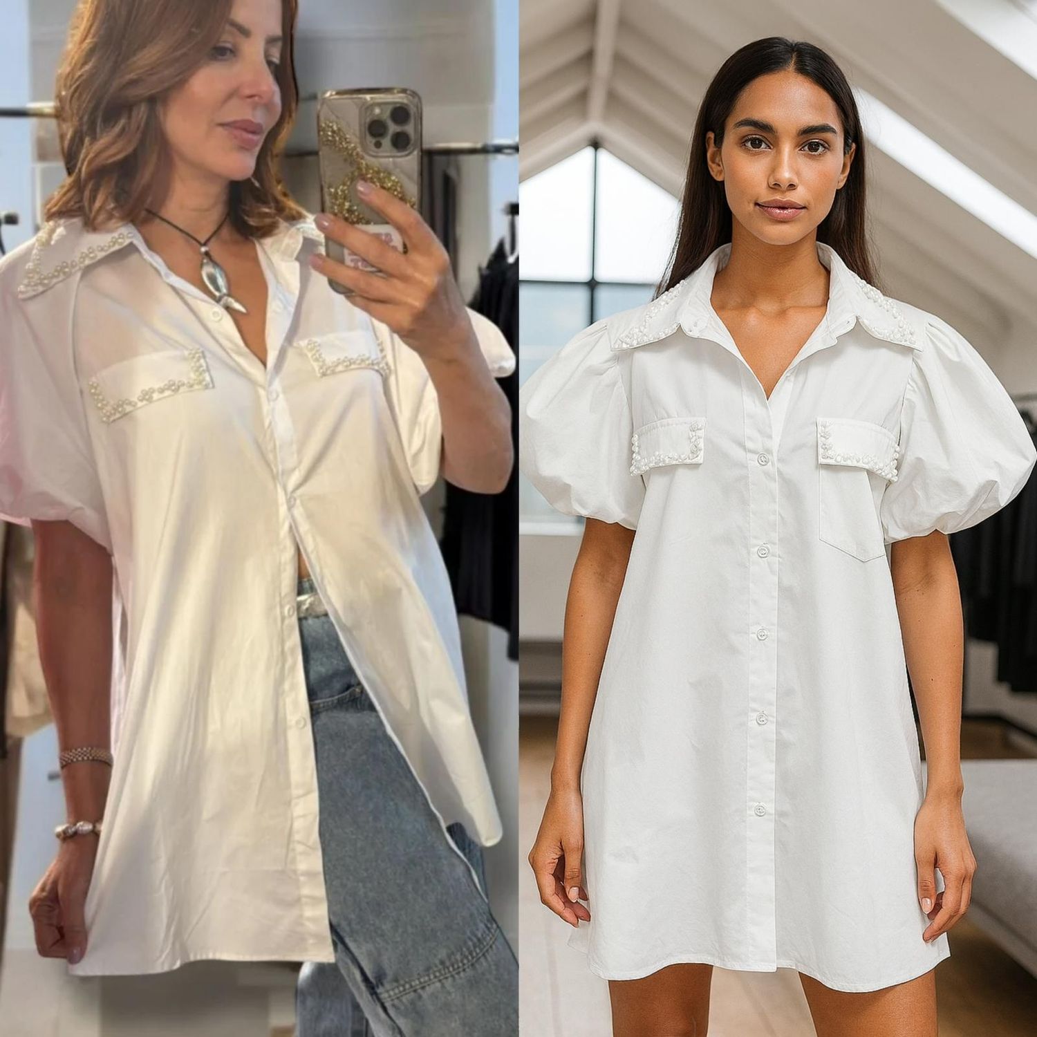 Puff Sleeve Pearl Top