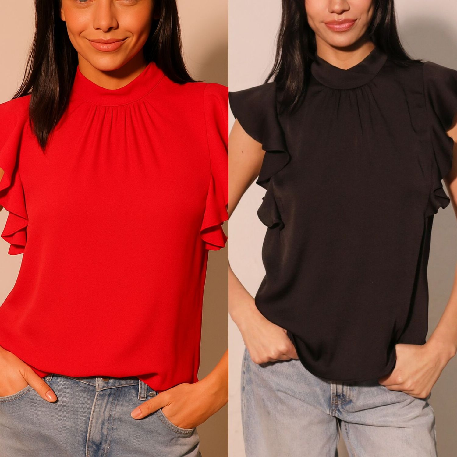 Cascade ruffle top 