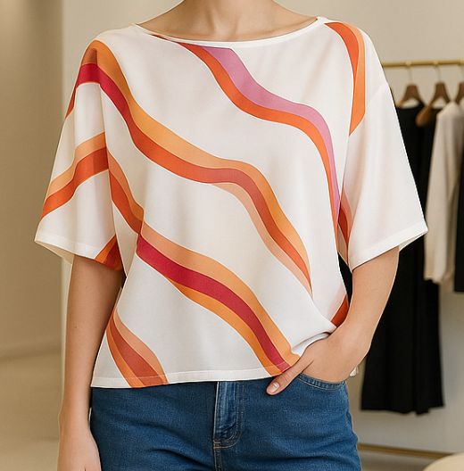 Wave Orange Blouse