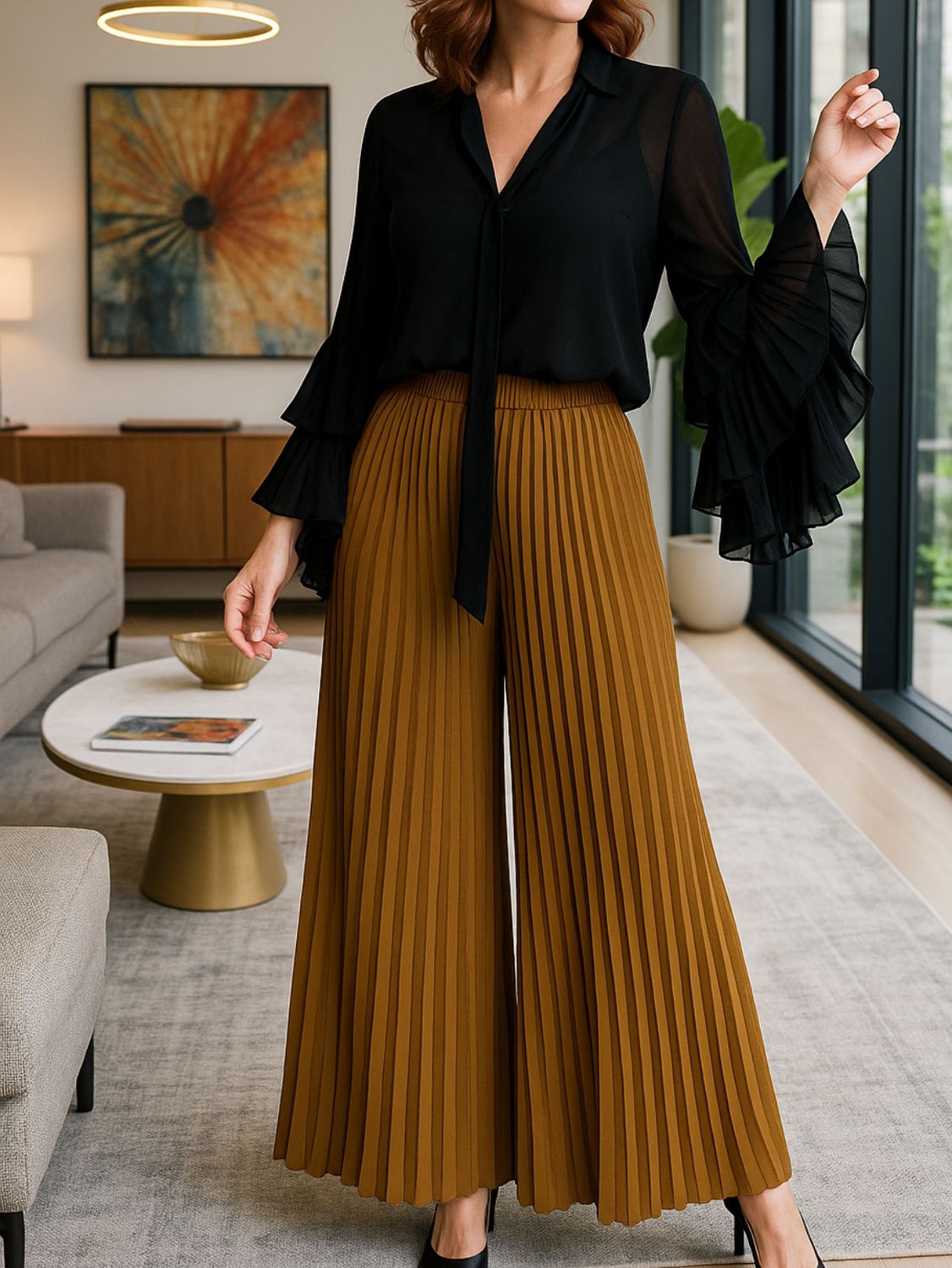 Blusa Black Ruffle Elegance