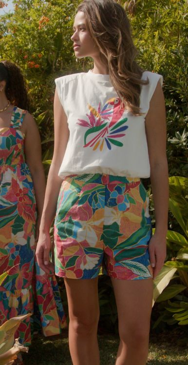 Tropical Parrot Embroidery Shirt