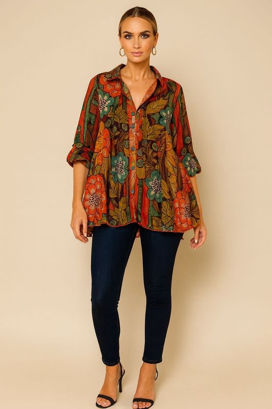 Long Sleeve Print Blouse