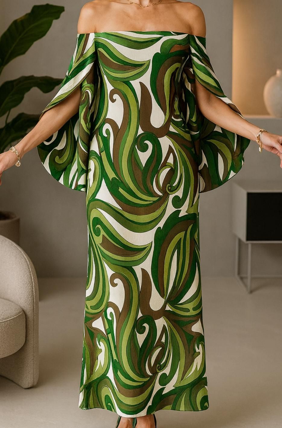 La mer Luxe f 3/4 Sleeve Ashby Maxi Dress