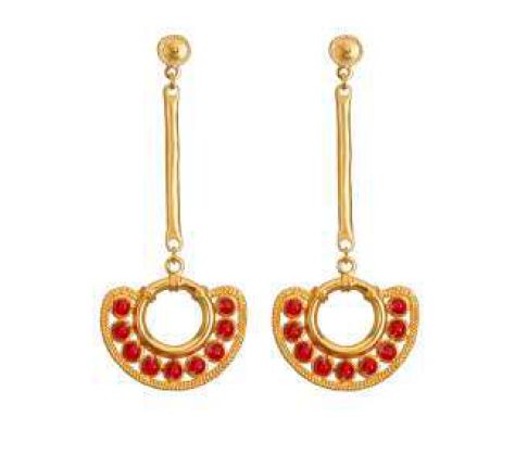 Arete largo nariguera círculos rojo