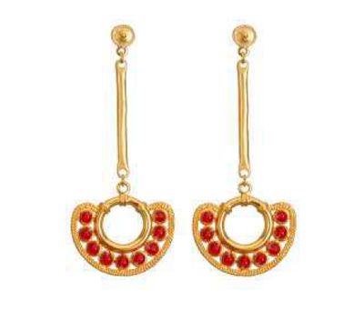 Arete largo nariguera círculos rojo