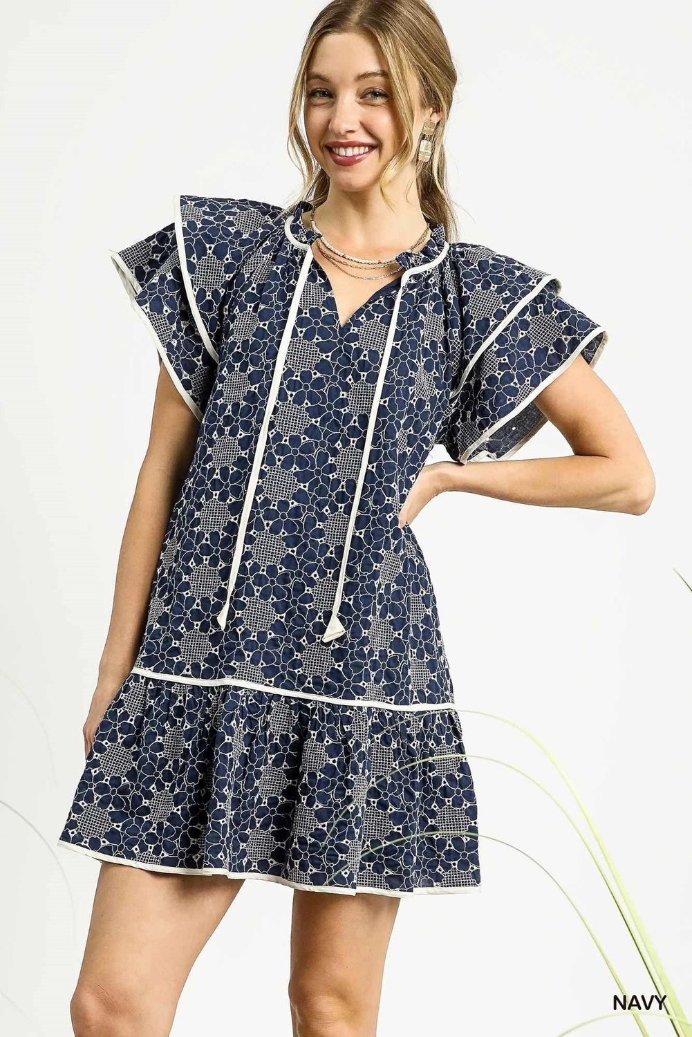 Plus Eyelet Daydream Tiered Mini Dress