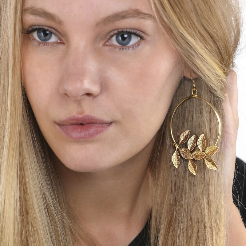 dd16080ORECCHINI CERCHIO FOGLIE