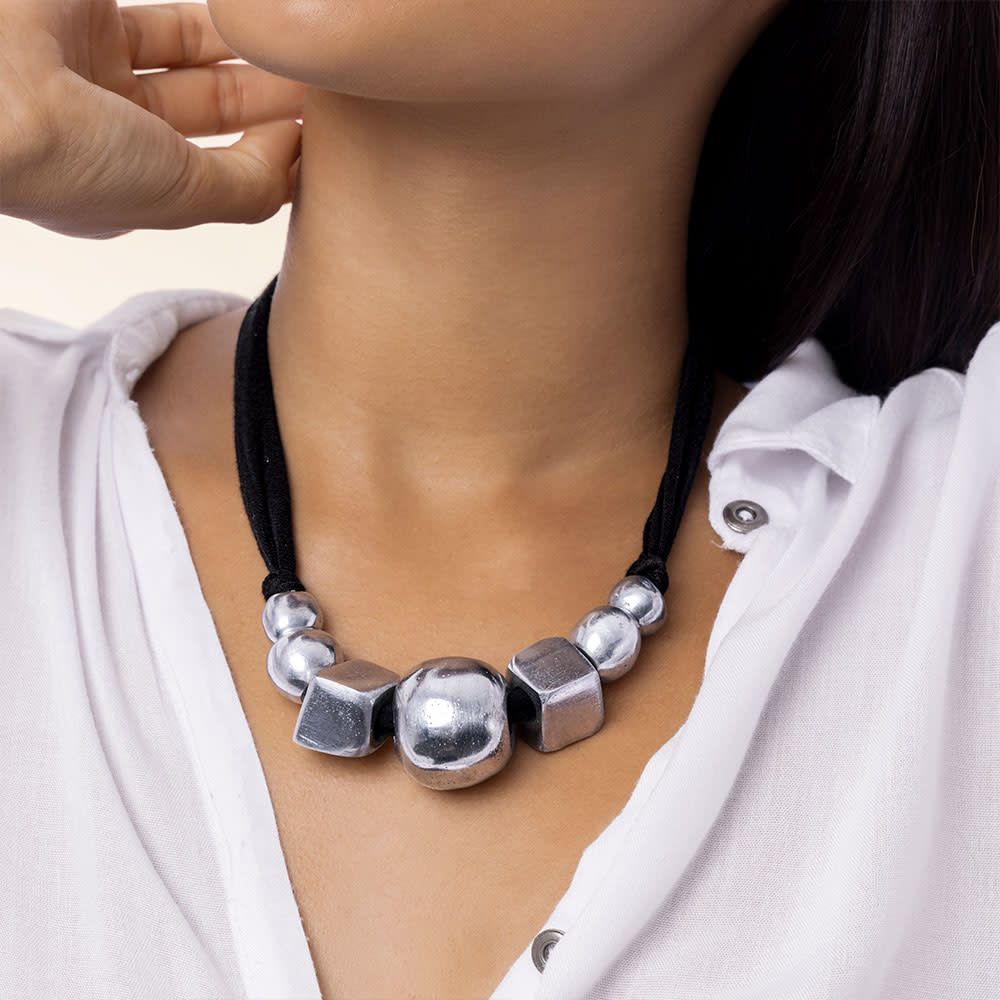 al10547COLLIER LYCRA RONDE/CARRE E BOULE