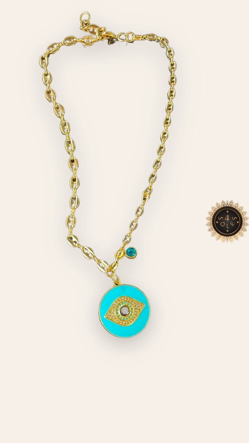 Gucci Blue Eye 4 Soles Gold Necklace