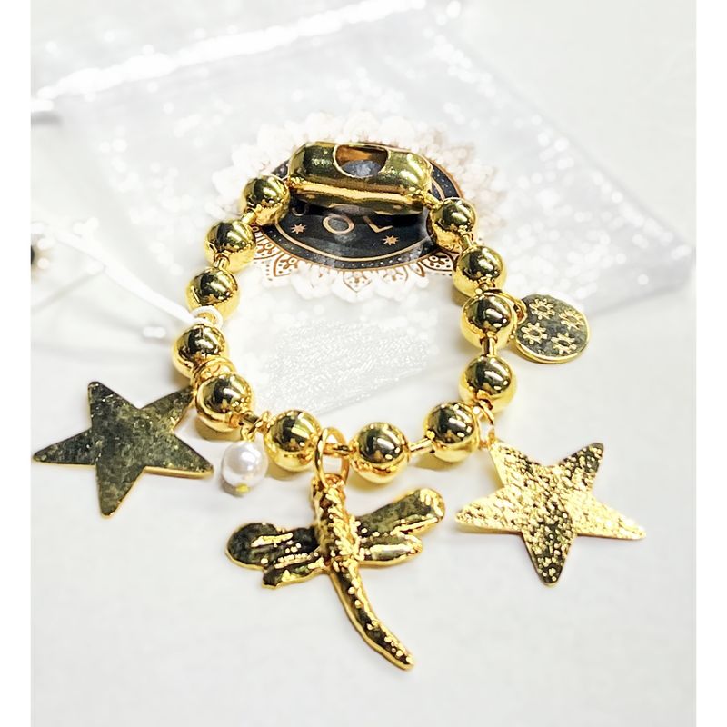 2 star and dragonfly. 10m ball bracelet