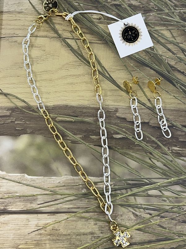 Cross necklace &amp; earrings