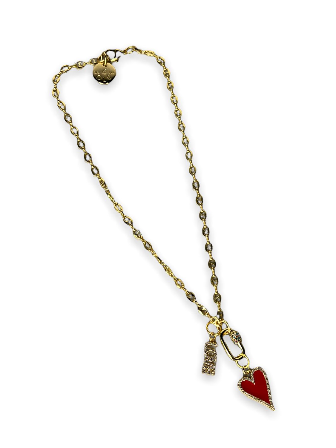 Love red heart short necklace 16”