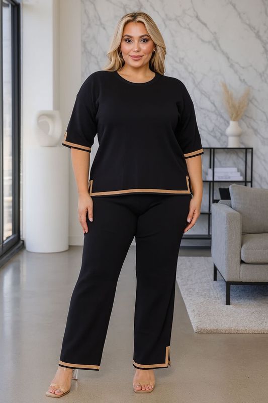 Light Sweater set with beige trim Light Sweater set with beige trim