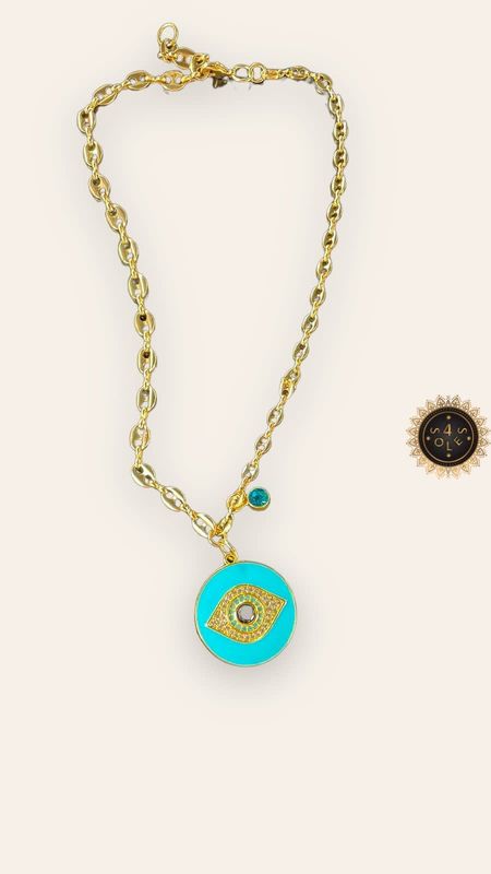 Gucci Blue Eye 4 Soles Gold Necklace