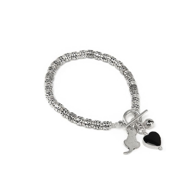 lo09021BRACCIALE CATENA T- BAR GATTO