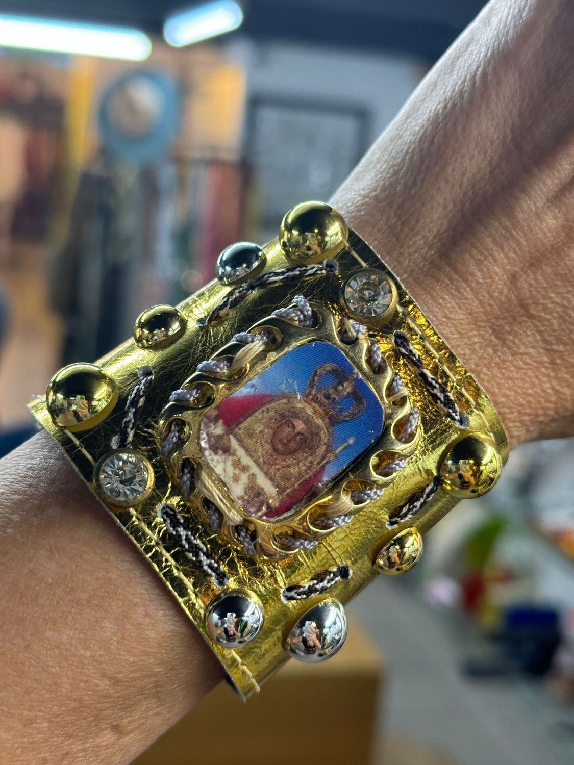 Virgin Gold Leather Bracelet