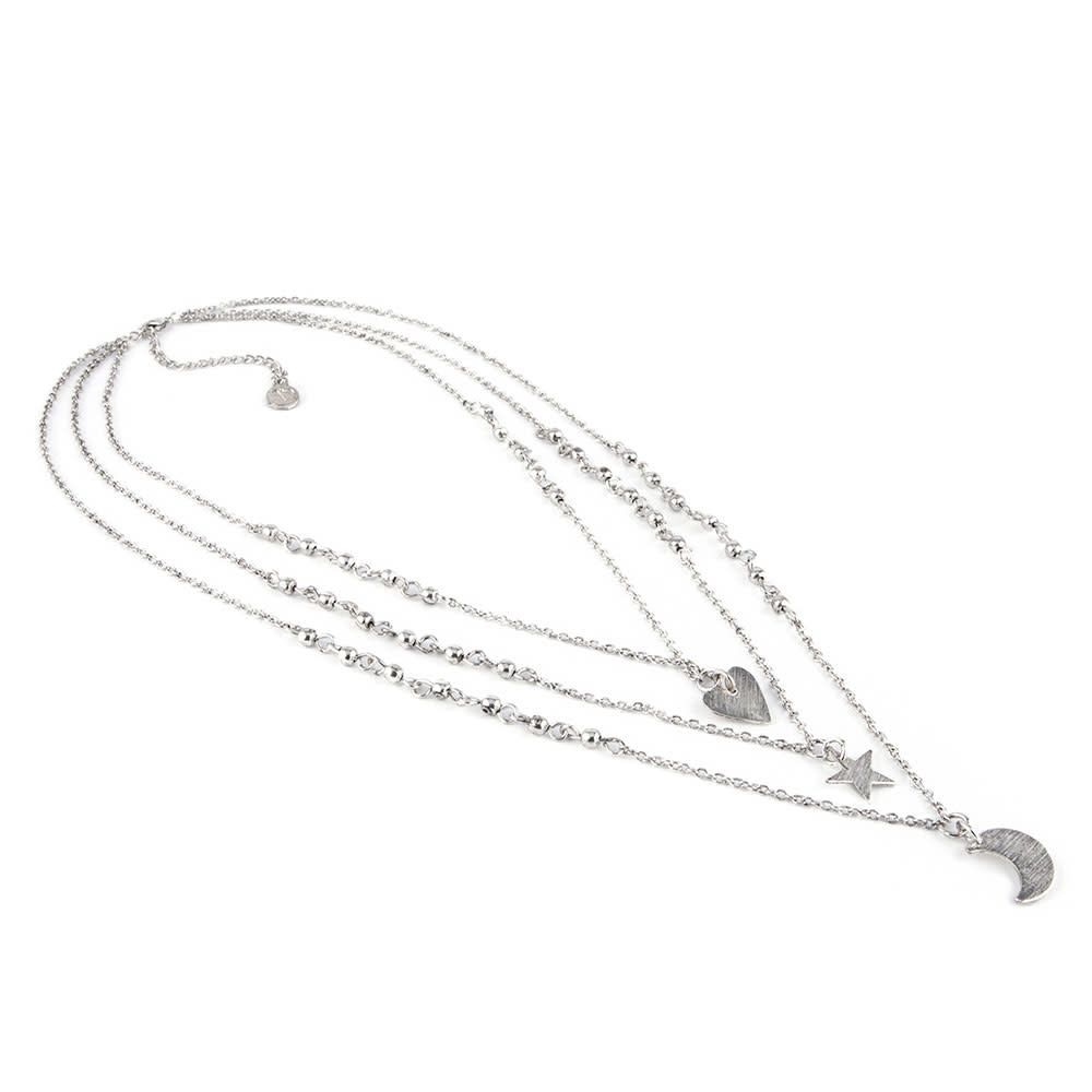 COLLANA 3 CATENE LUNA/STELLA/CUORE MI1092